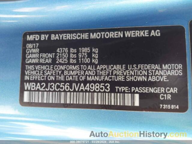 BMW 230I XDRIVE, WBA2J3C56JVA49853