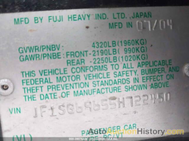 SUBARU FORESTER 2.5XT, JF1SG69655H722450