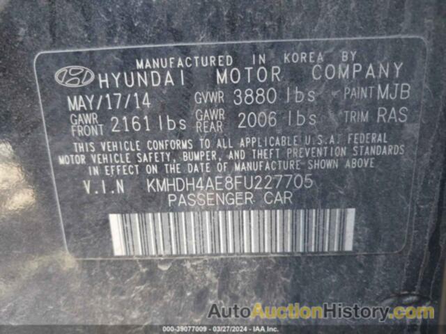 HYUNDAI ELANTRA SE, KMHDH4AE8FU227705