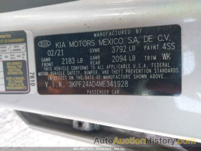 KIA FORTE LXS, 3KPF24AD4ME341928