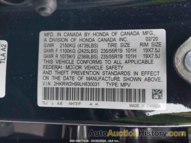 HONDA CR-V AWD TOURING, 2HKRW2H99LH630031