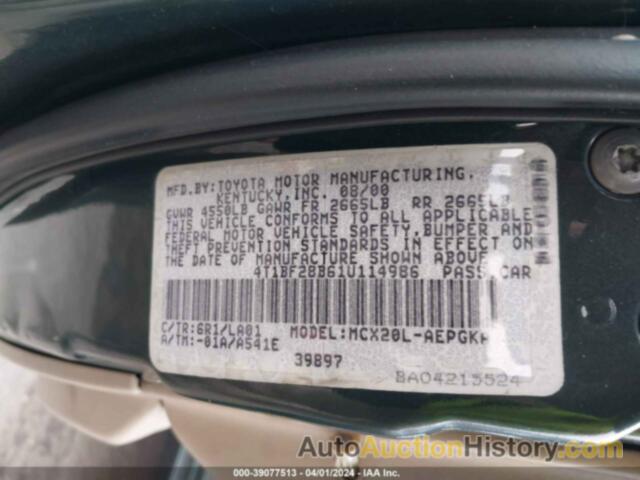 TOYOTA AVALON XLS, 4T1BF28B61U114986