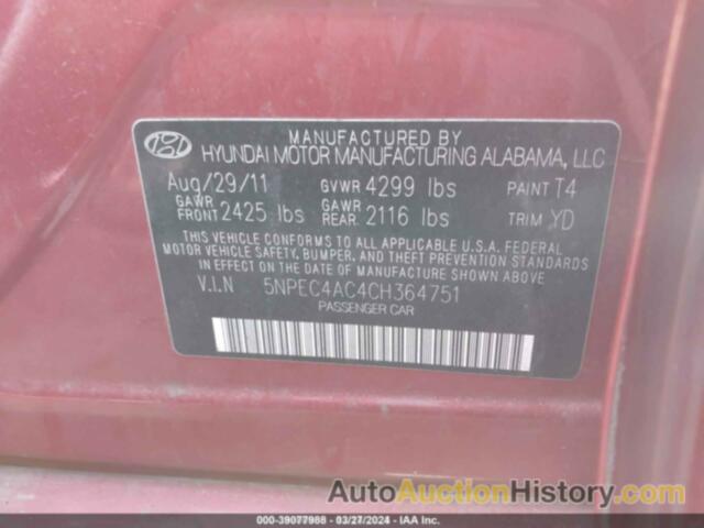 HYUNDAI SONATA LIMITED, 5NPEC4AC4CH364751