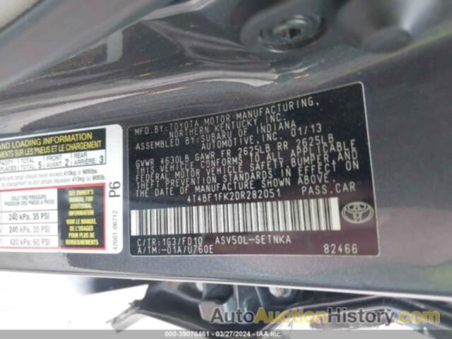 TOYOTA CAMRY LE, 4T4BF1FK2DR282051