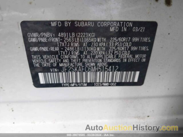 SUBARU FORESTER PREMIUM, JF2SKAFC6MH515412