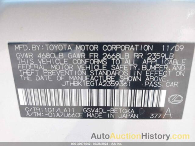 LEXUS ES 350, JTHBK1EG1A2359361