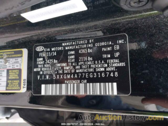 KIA OPTIMA LX, 5XXGM4A77EG316748