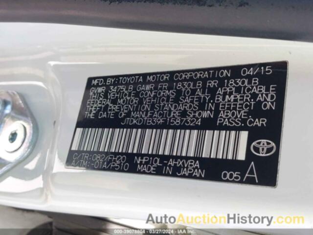 TOYOTA PRIUS C ONE, JTDKDTB39F1587324