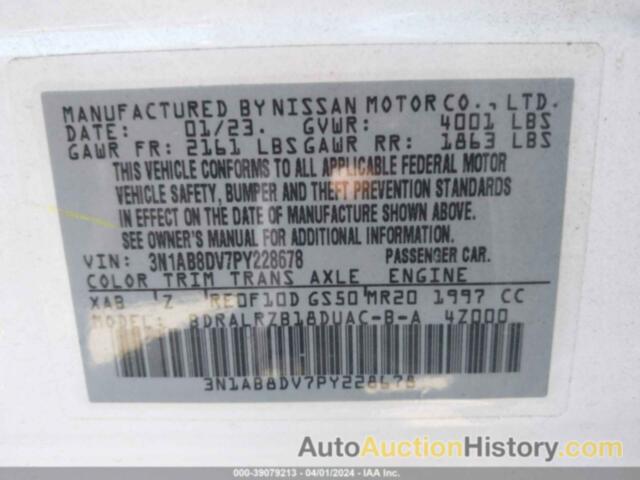 NISSAN SENTRA SR XTRONIC CVT, 3N1AB8DV7PY228678