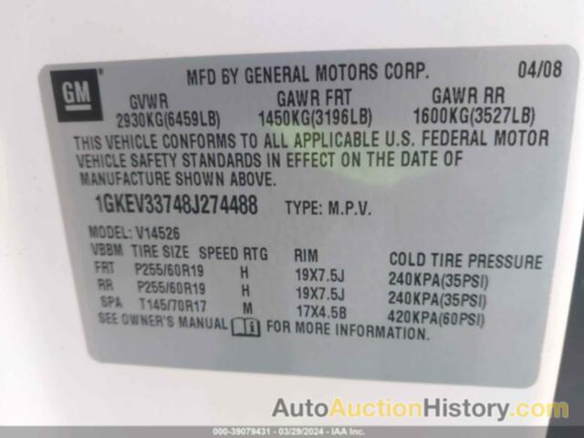 GMC ACADIA SLT-2, 1GKEV33748J274488