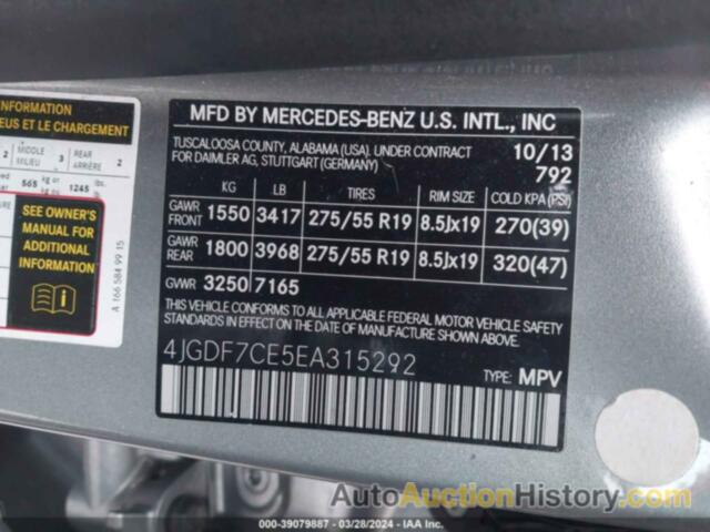 MERCEDES-BENZ GL 450 4MATIC, 4JGDF7CE5EA315292