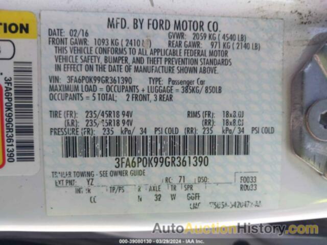 FORD FUSION TITANIUM, 3FA6P0K99GR361390