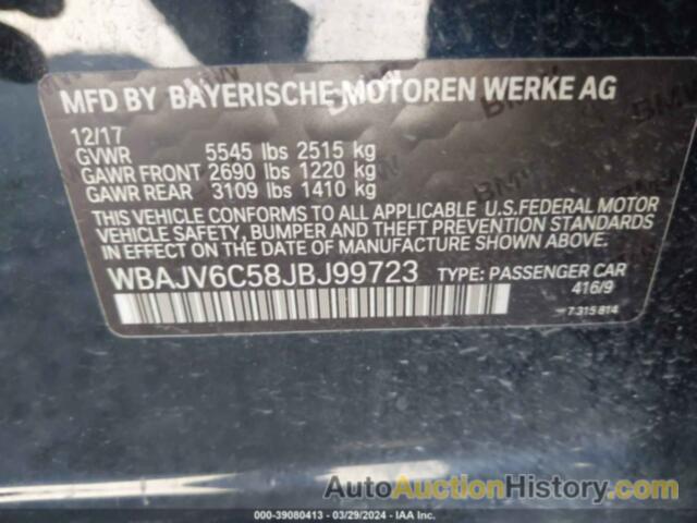 BMW 640I GRAN TURISMO XDRIVE, WBAJV6C58JBJ99723