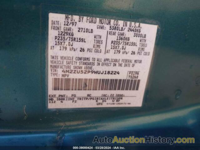 MERCURY MOUNTAINEER, 4M2ZU52P9WUJ18224