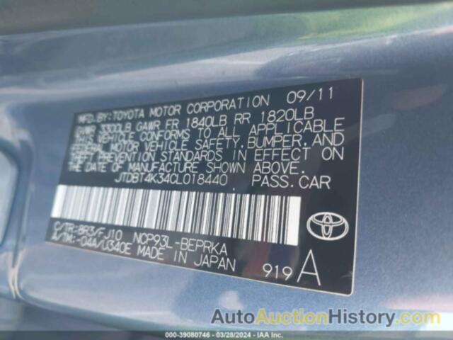 TOYOTA YARIS, JTDBT4K34CL018440