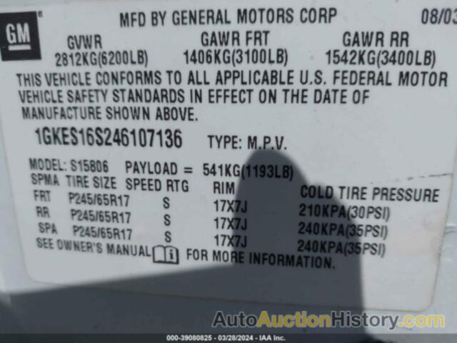 GMC ENVOY XL SLT, 1GKES16S246107136