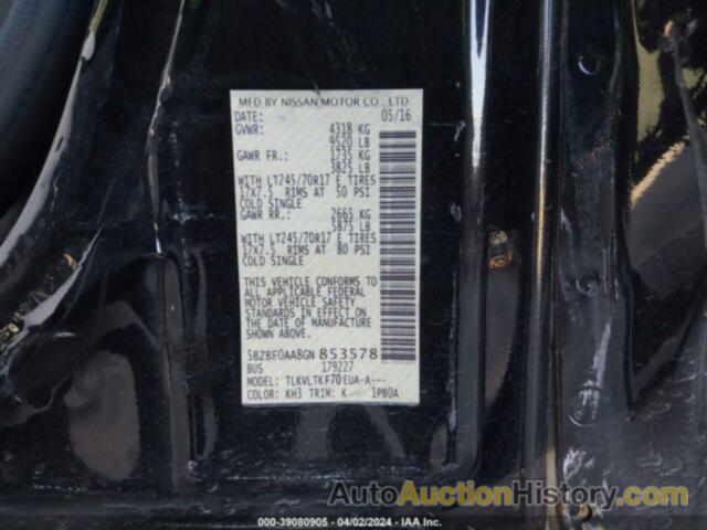 NISSAN NV PASSENGER NV3500 HD 3500 S/3500 SV, 5BZBF0AA8GN853578