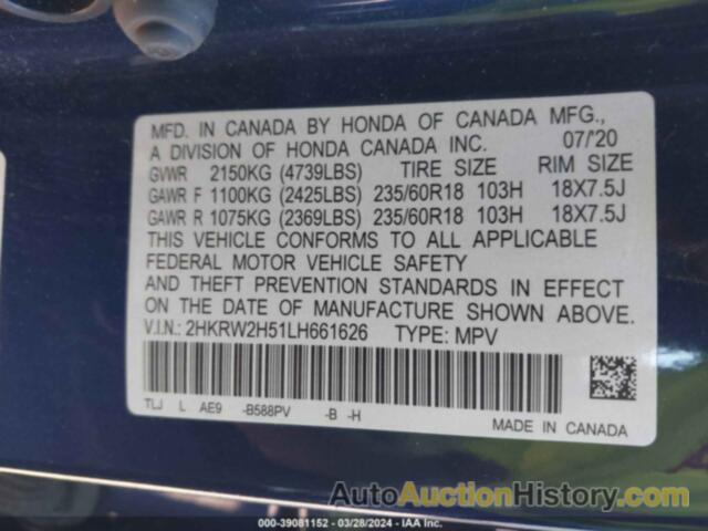 HONDA CR-V AWD EX, 2HKRW2H51LH661626