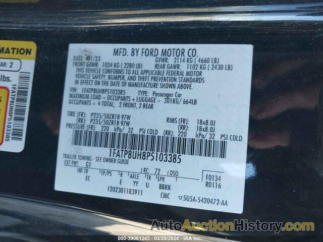 FORD MUSTANG ECOBOOST PREMIUM, 1FATP8UH8P5103385