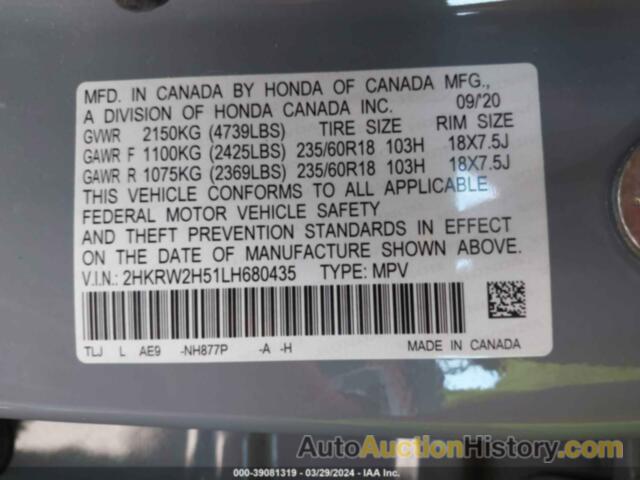 HONDA CR-V AWD EX, 2HKRW2H51LH680435