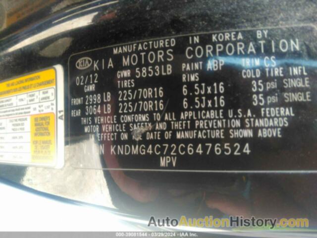 KIA SEDONA LX, KNDMG4C72C6476524