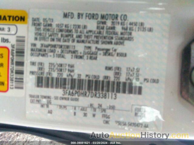 FORD FUSION SE, 3FA6P0HR7DR338113