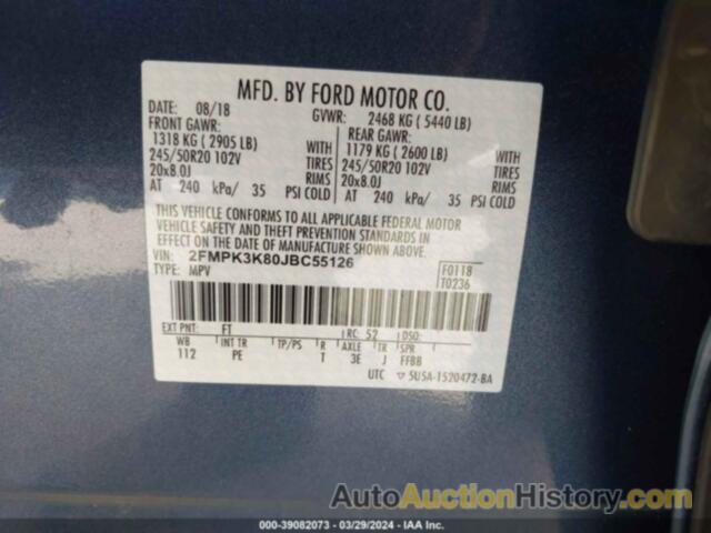 FORD EDGE TITANIUM, 2FMPK3K80JBC55126