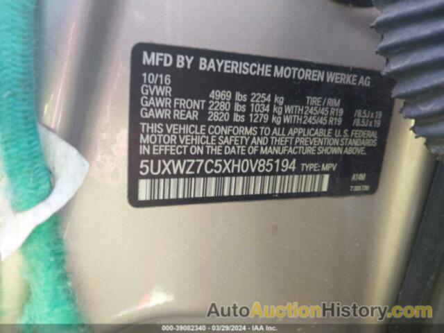 BMW X3 SDRIVE28I, 5UXWZ7C5XH0V85194