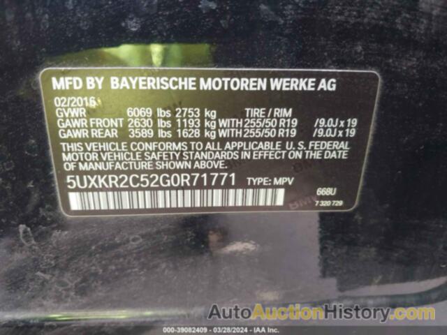 BMW X5 SDRIVE35I, 5UXKR2C52G0R71771
