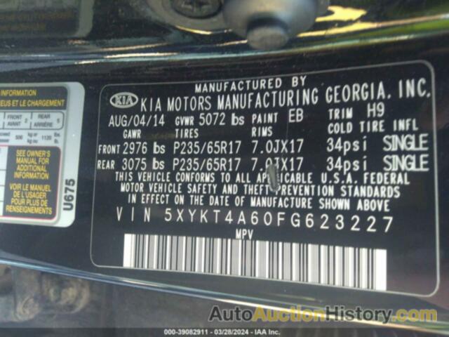 KIA SORENTO LX, 5XYKT4A60FG623227