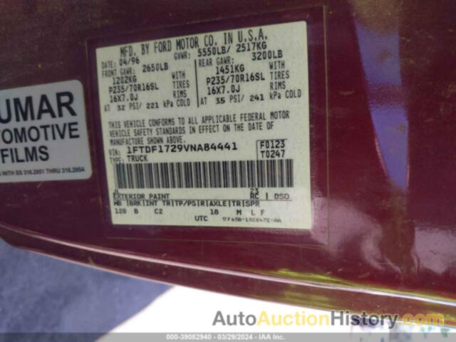 FORD F-150 STANDARD/XL/XLT, 1FTDF1729VNA84441