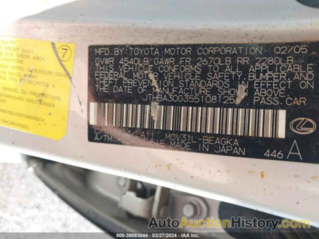 LEXUS ES 330, JTHBA30G355108125