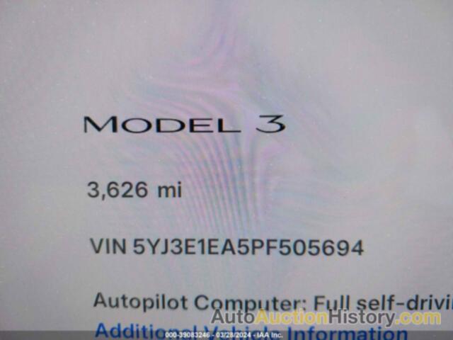 TESLA MODEL 3 REAR-WHEEL DRIVE, 5YJ3E1EA5PF505694