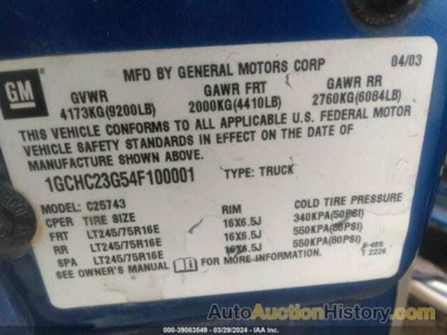 CHEVROLET SILVERADO C2500 HEAVY DUTY, 1GCHC23G54F100001