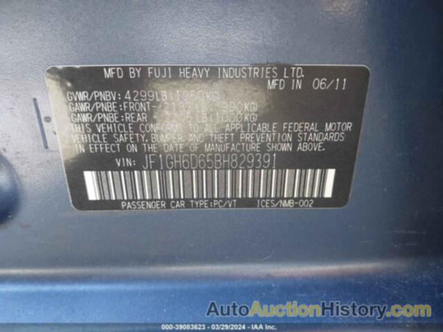 SUBARU IMPREZA OUTBACK SPORT, JF1GH6D65BH829391