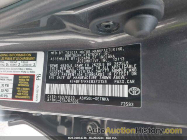 TOYOTA CAMRY LE, 4T4BF1FK4ER373159