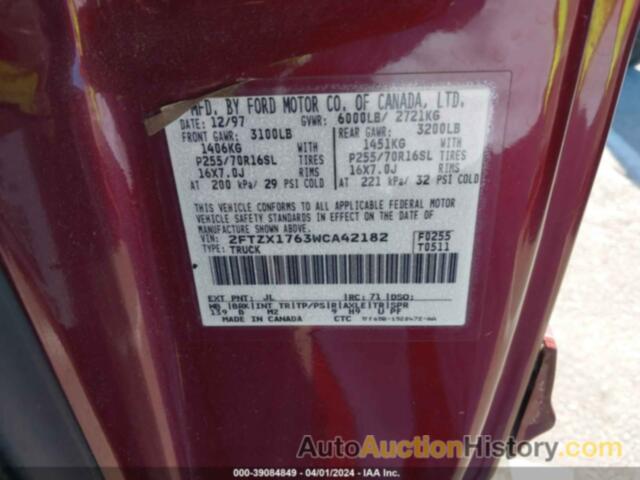 FORD F-150 LARIAT/STANDARD/XL/XLT, 2FTZX1763WCA42182