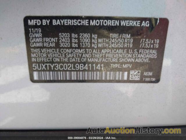 BMW X3 SDRIVE30I, 5UXTY3C02L9B41141