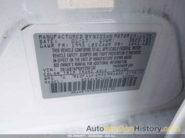 NISSAN SENTRA S, 3N1AB7AP8HY258130