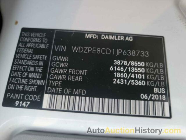 MERCEDES-BENZ SPRINTER 2500 HIGH ROOF V6, WDZPE8CD1JP638733