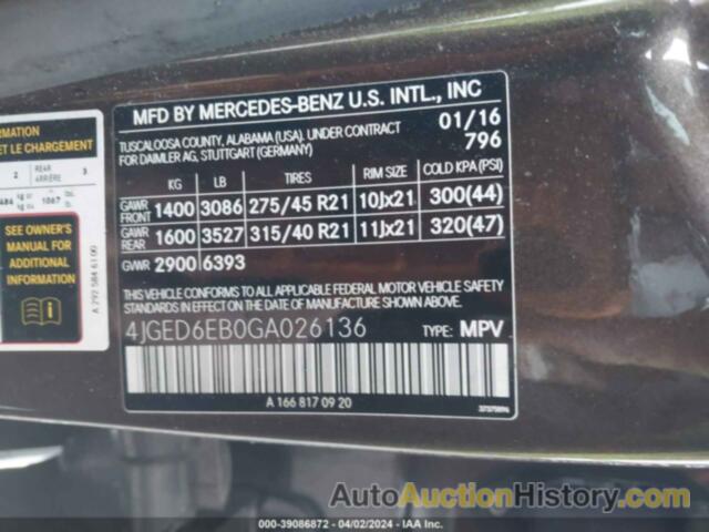 MERCEDES-BENZ GLE 450 AMG COUPE 4MATIC, 4JGED6EB0GA026136