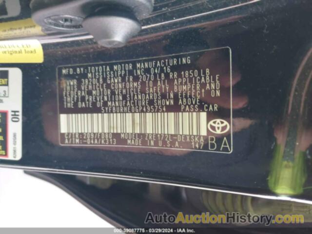 TOYOTA COROLLA S PLUS, 5YFBURHE0GP495754