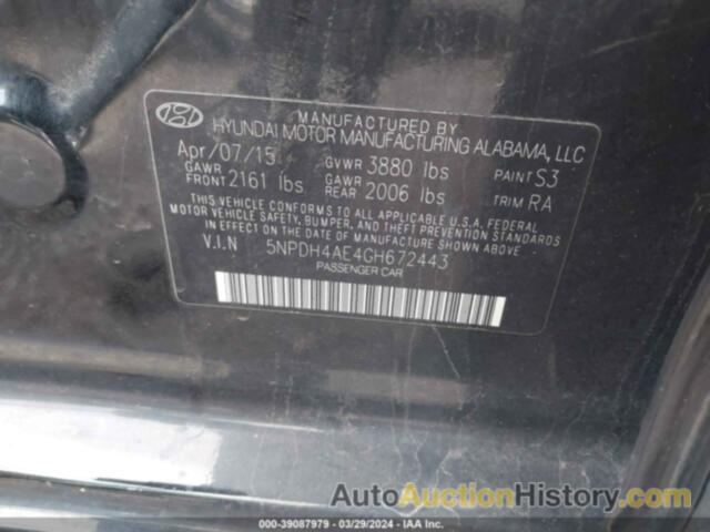 HYUNDAI ELANTRA SE, 5NPDH4AE4GH672443