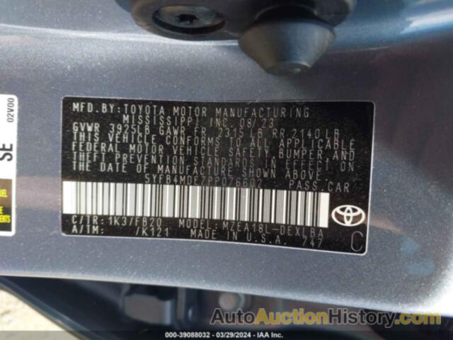 TOYOTA COROLLA LE, 5YFB4MDE7PP076602