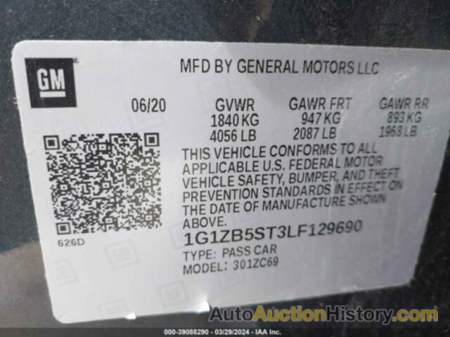 CHEVROLET MALIBU FWD LS, 1G1ZB5ST3LF129690