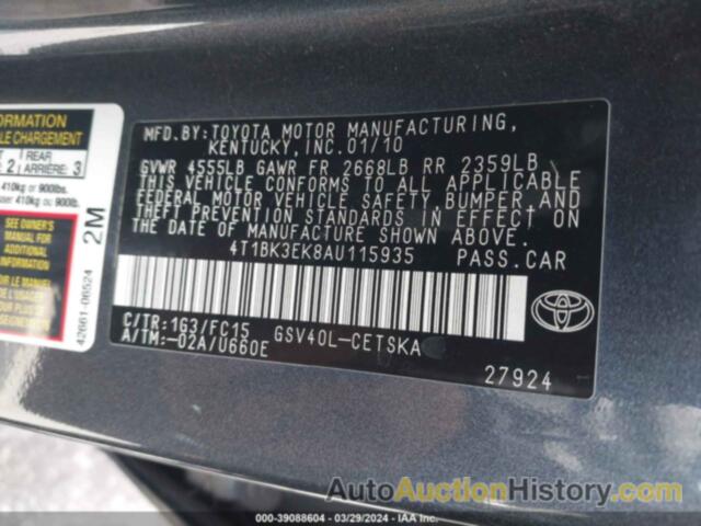 TOYOTA CAMRY SE V6, 4T1BK3EK8AU115935