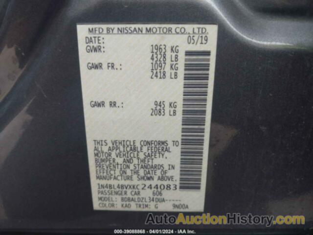 NISSAN ALTIMA 2.5 S, 1N4BL4BVXKC244083