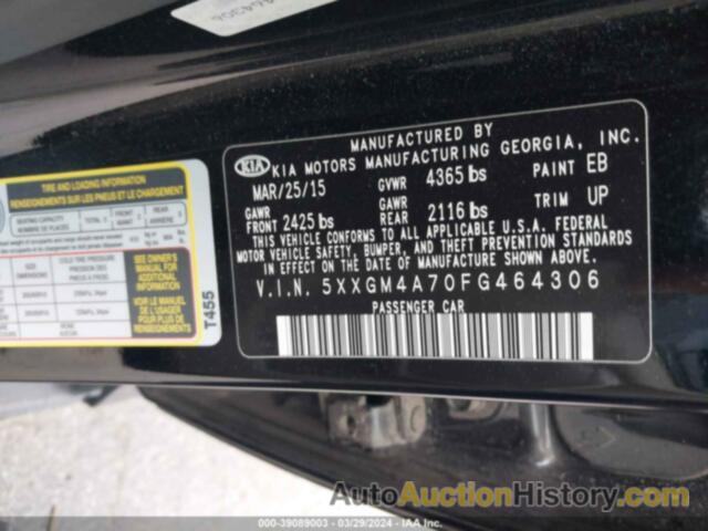 KIA OPTIMA LX, 5XXGM4A70FG464306