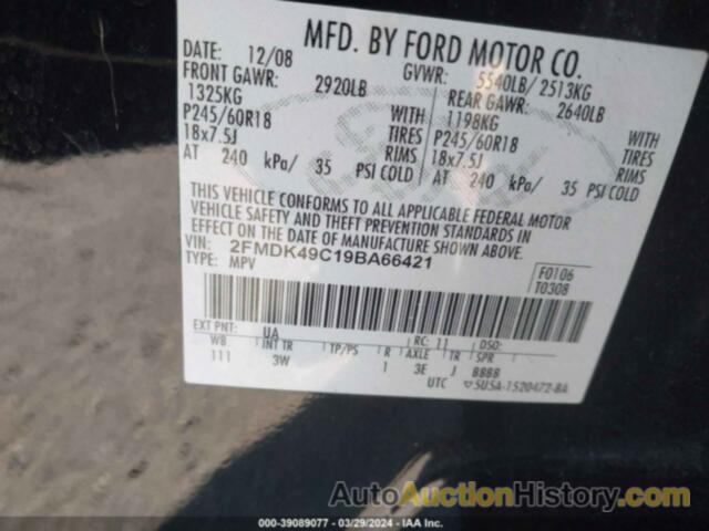 FORD EDGE LIMITED, 2FMDK49C19BA66421