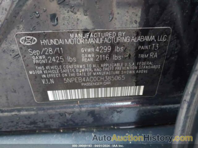 HYUNDAI SONATA GLS, 5NPEB4AC0CH385065